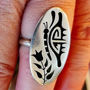 Stunning Hopi Overlay BUTTERFLY TULIP flower ring size 7